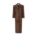 AMOUR straight coat in chocolate brown suede