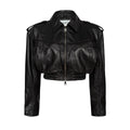 JOIE kurze Bomberjacke aus schwarzem Leder