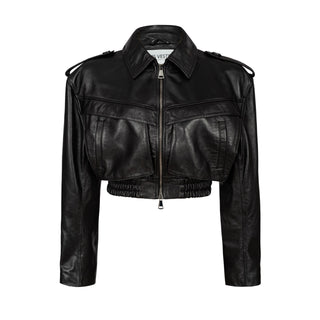 JOIE cropped bomber jacket in black