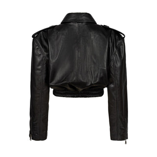 JOIE cropped bomber jacket in black