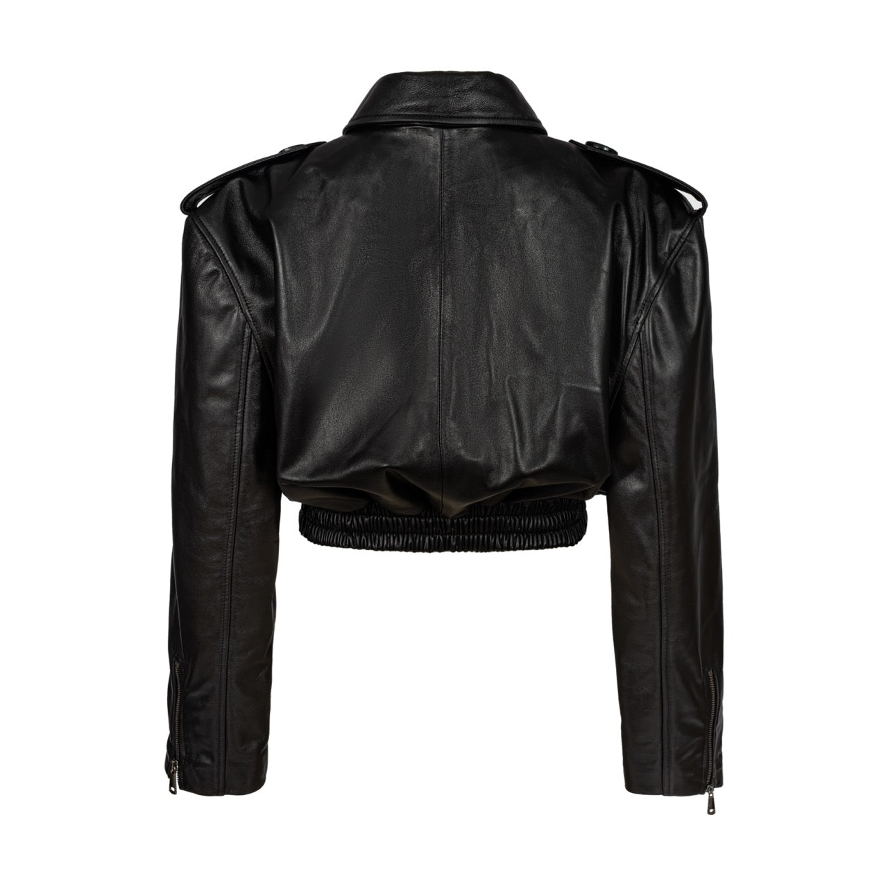 JOIE cropped bomber jacket in black leather