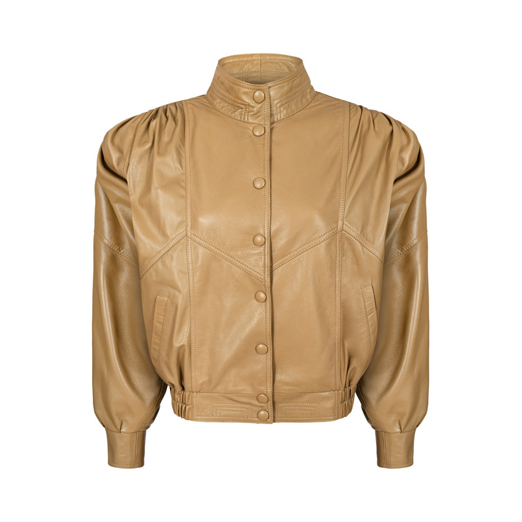 NOSTALGIE Retro-It-Girl-Jacke aus karamellfarbenem Leder