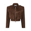 JOIE cropped bomber jacket in chocolate brown suede