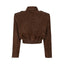 JOIE cropped bomber jacket in chocolate brown suede