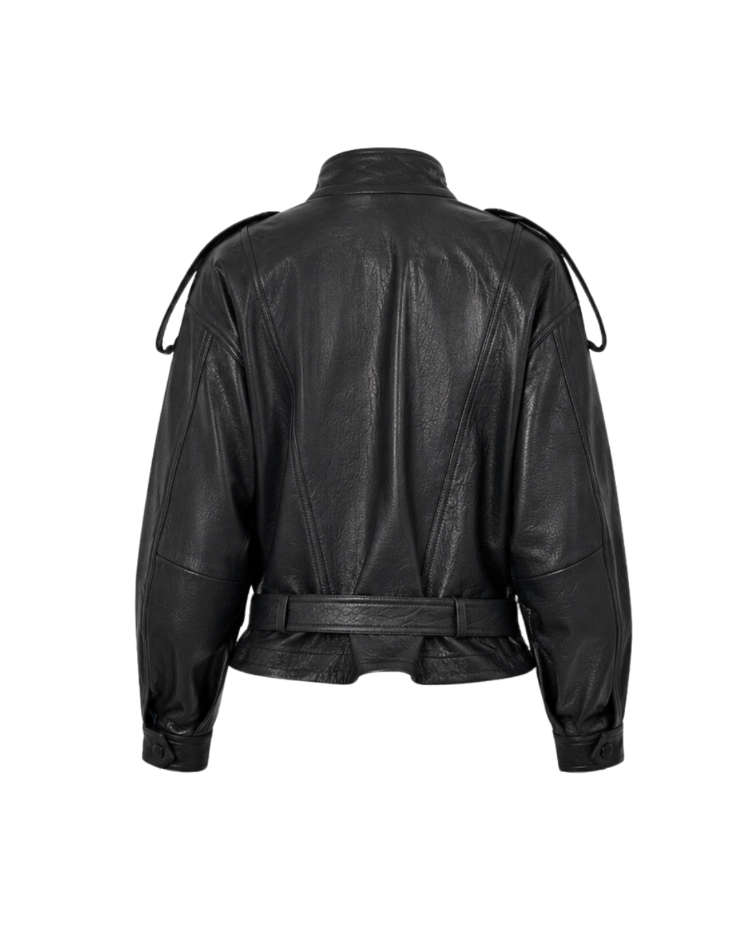 EUPHORIE waisted biker jacket in black leather