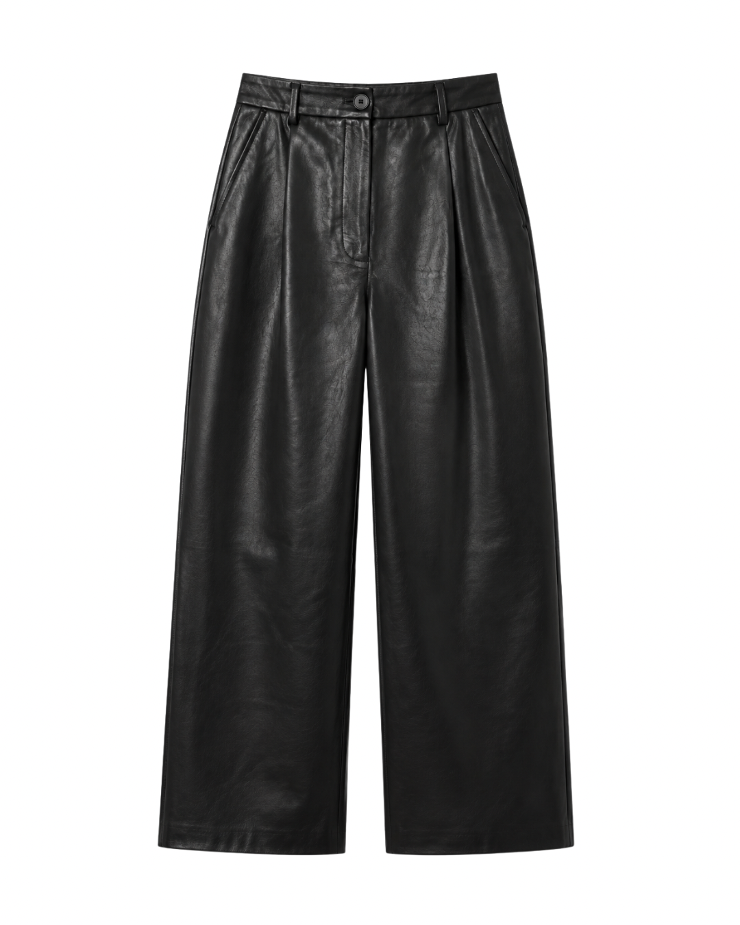 ADMIRATION full-length straight trousers in black leather