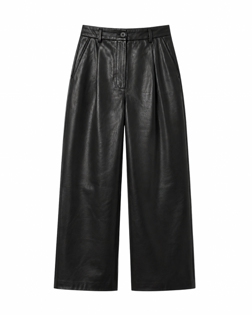 ADMIRATION full-length straight trousers in black leather