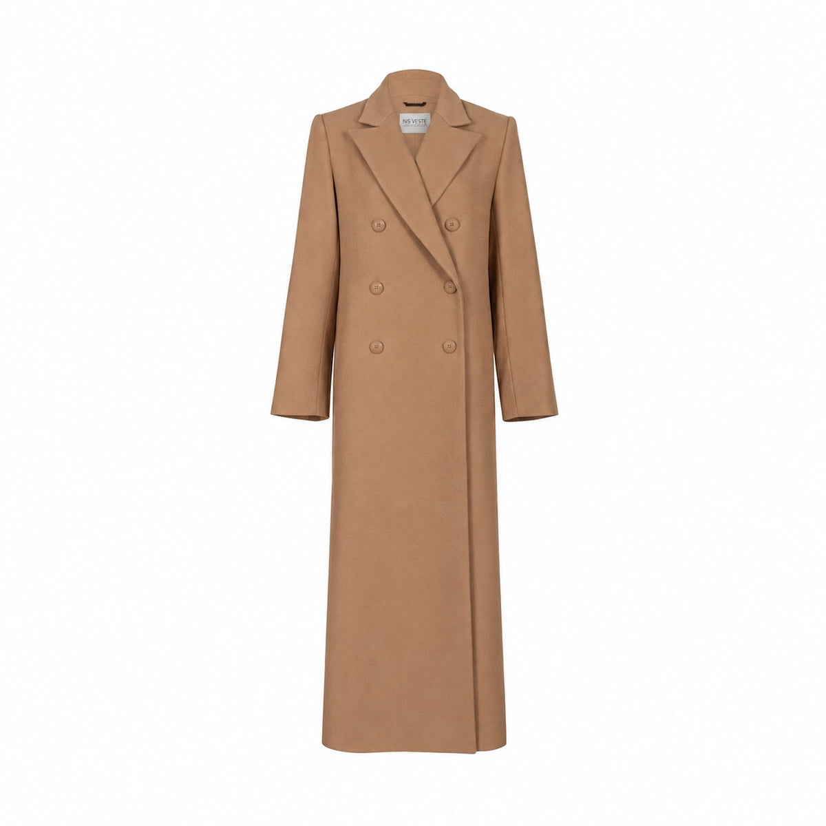 JALOUSIE straight coat in caramel wool