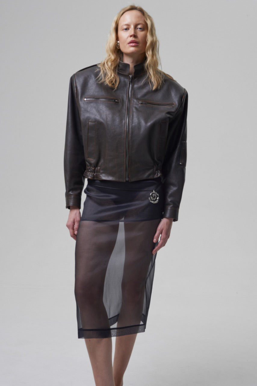 GAIETE bomber jacket in aged leather