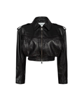 JOIE cropped bomber jacket in black leather