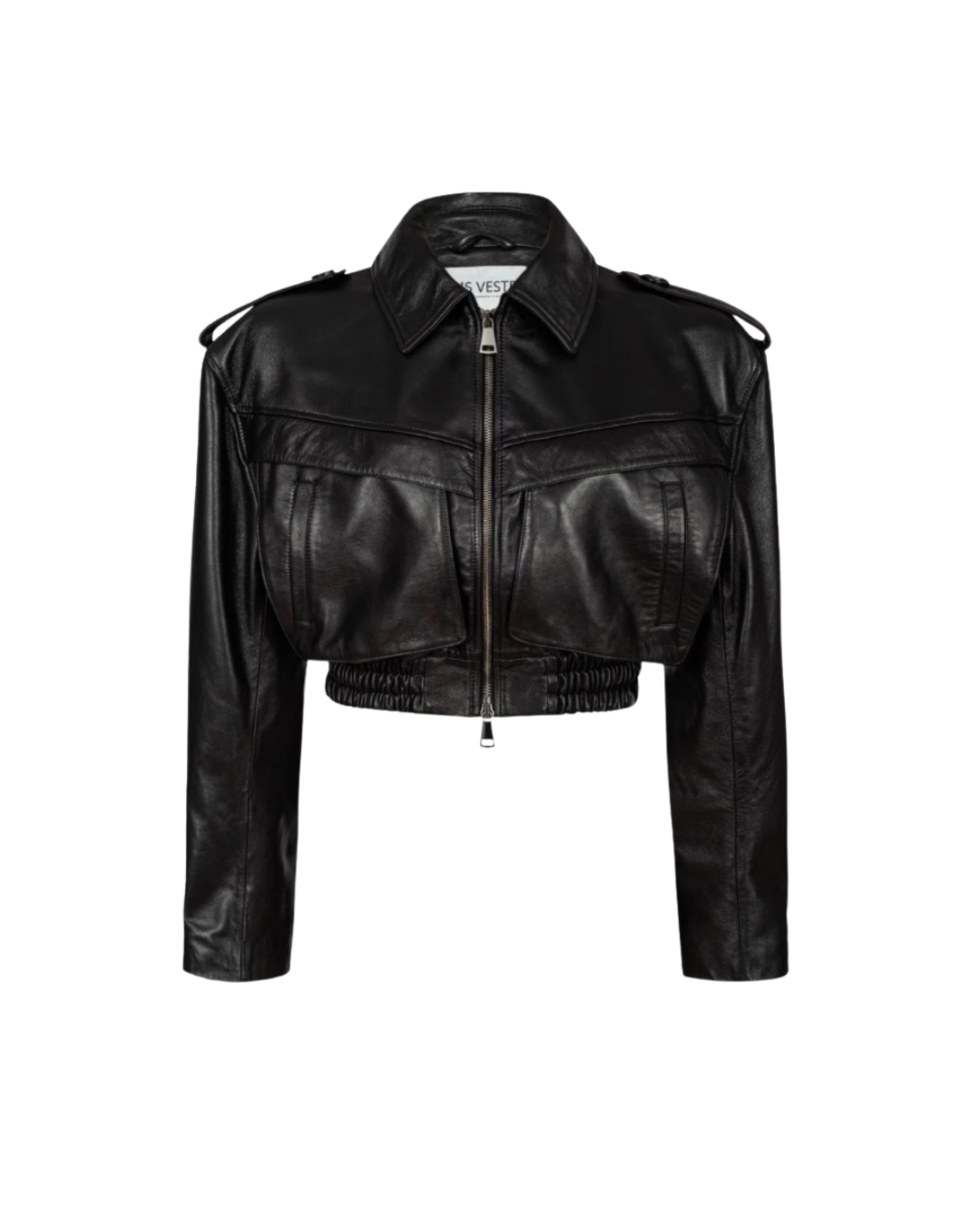 JOIE cropped bomber jacket in black leather