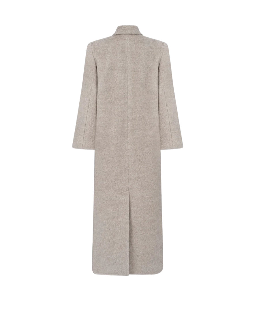 ADORATION straight coat in taupe beige alpaca wool