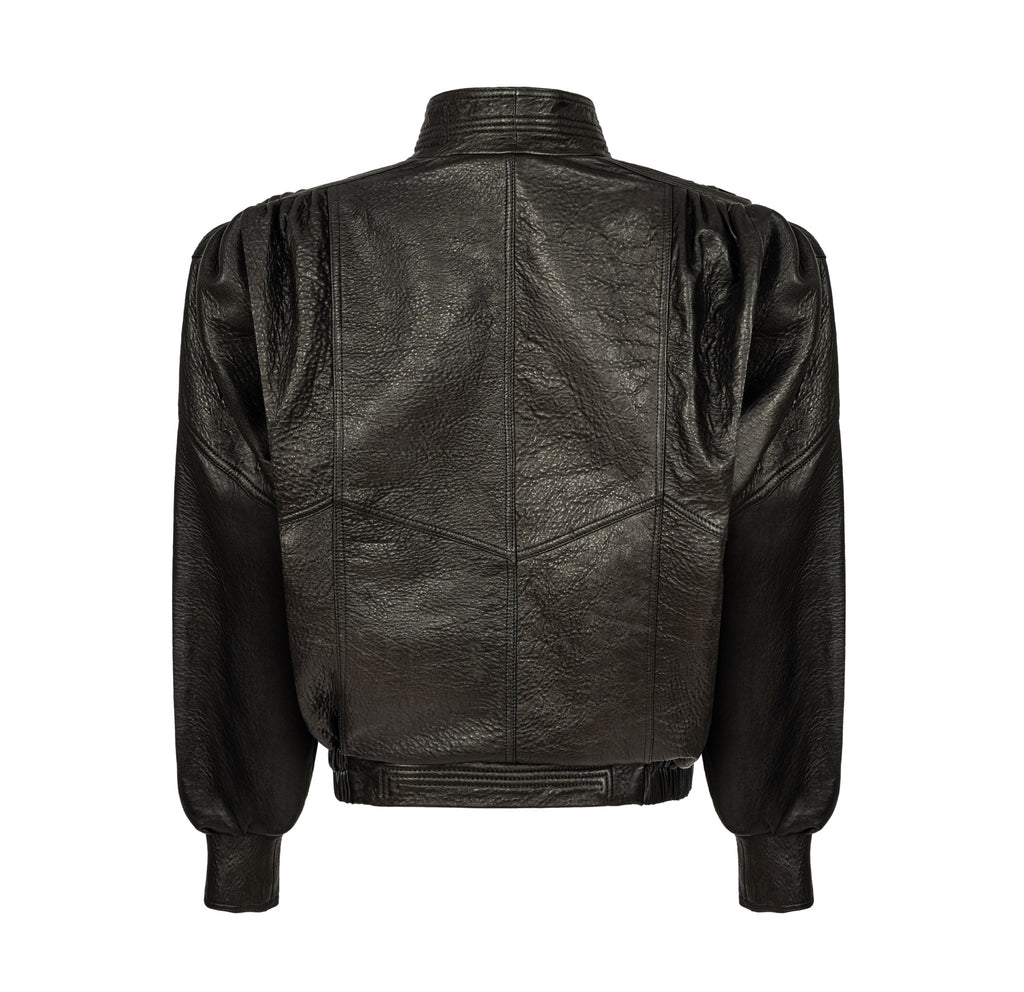 NOSTALGIE Retro It-Girl Jacke aus schwarzem Leder