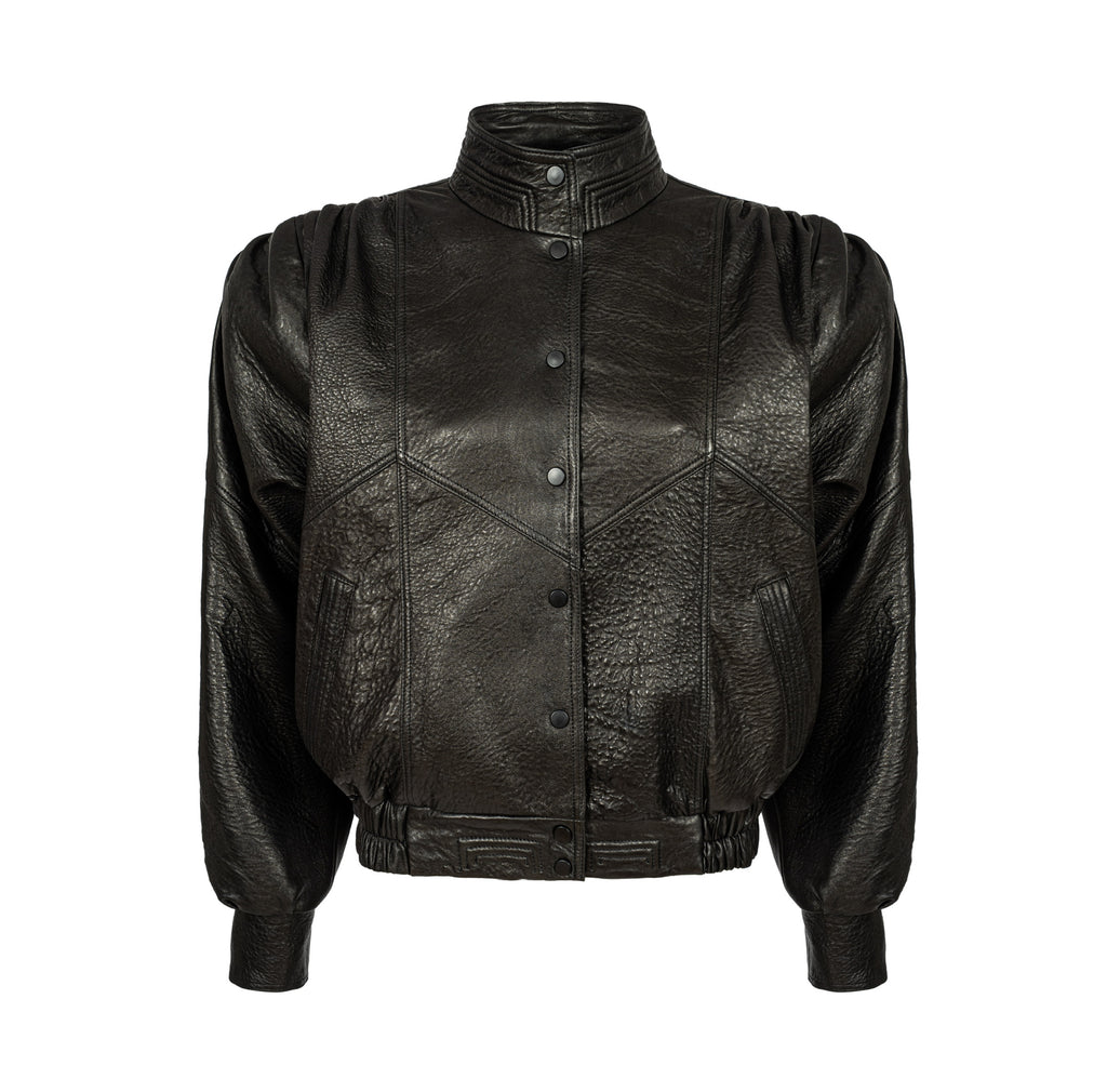 NOSTALGIE Retro It-Girl Jacke aus schwarzem Leder