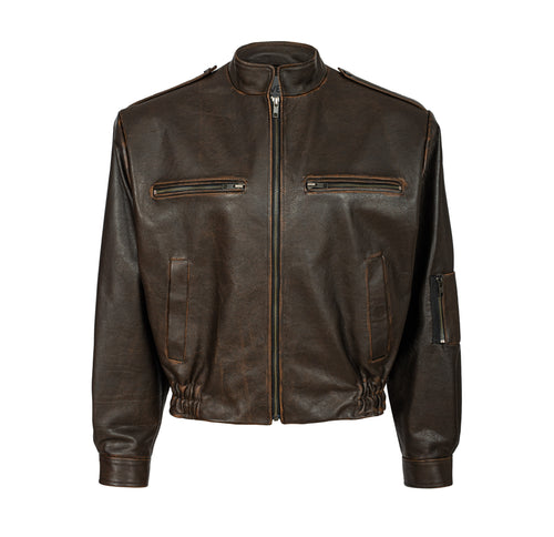 GAIETE bomber jacket in aged leather