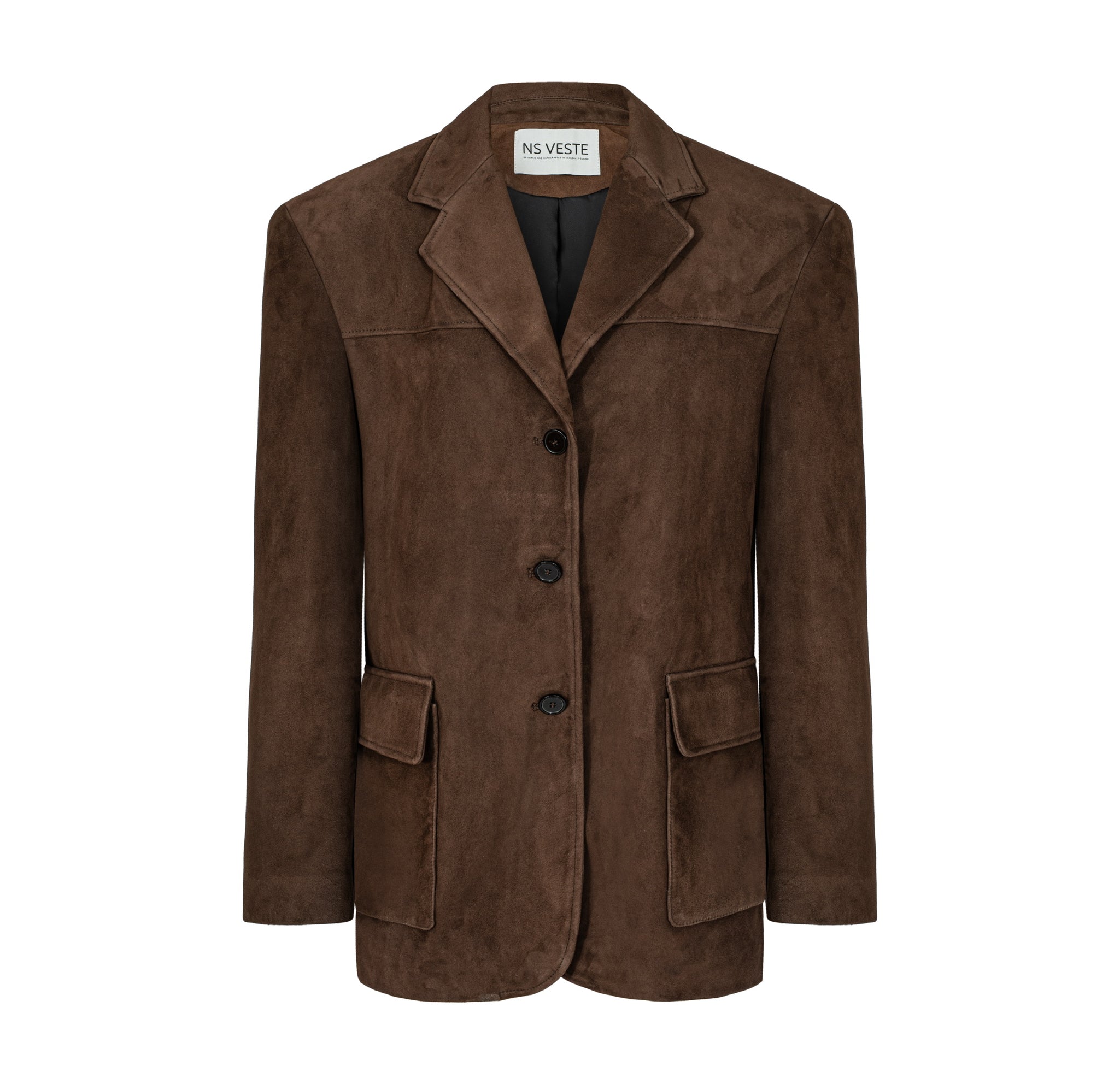 AMITIE suede blazer in chocolate brown