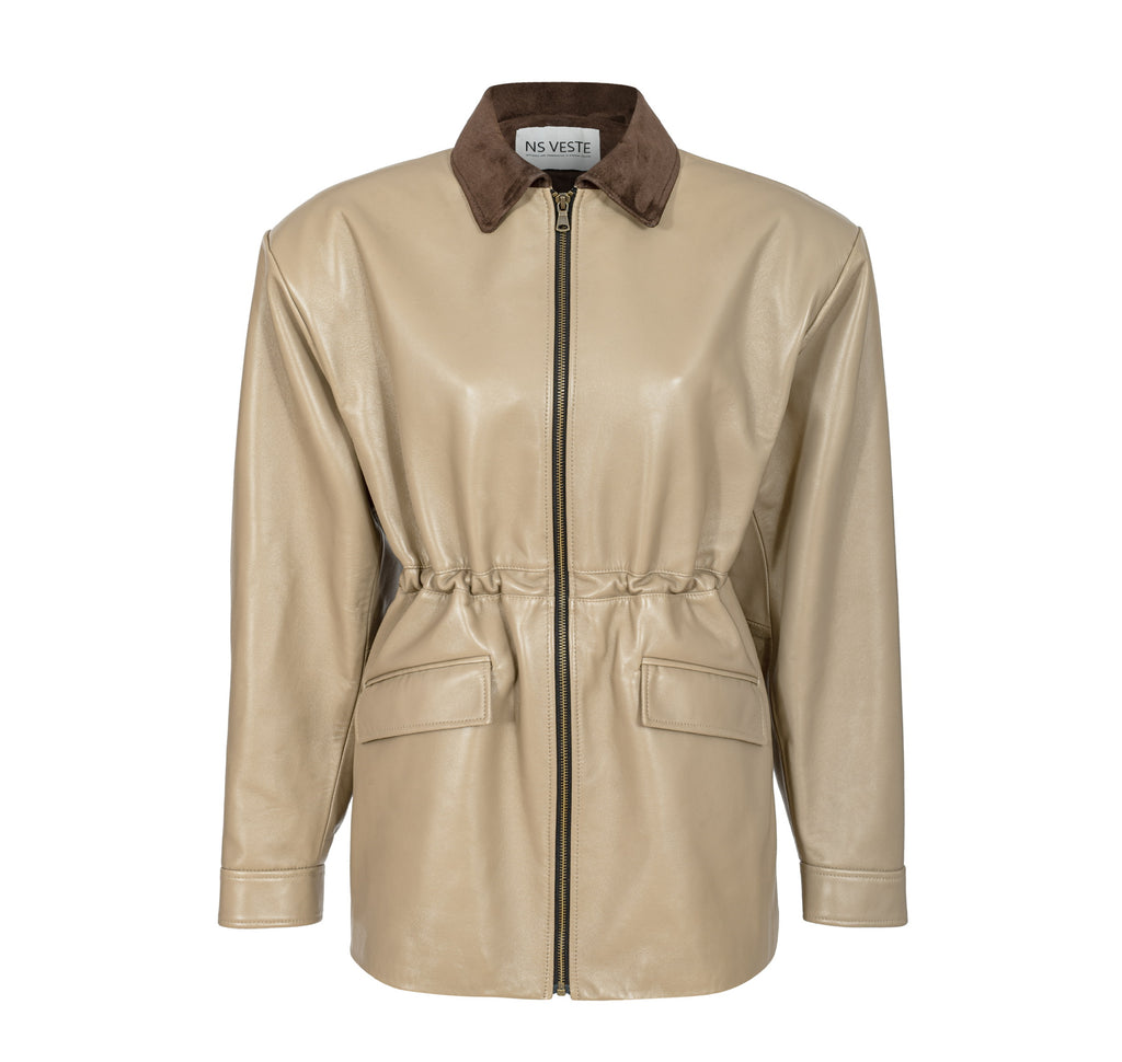 COURAGE fitted suede jacket in melted butter