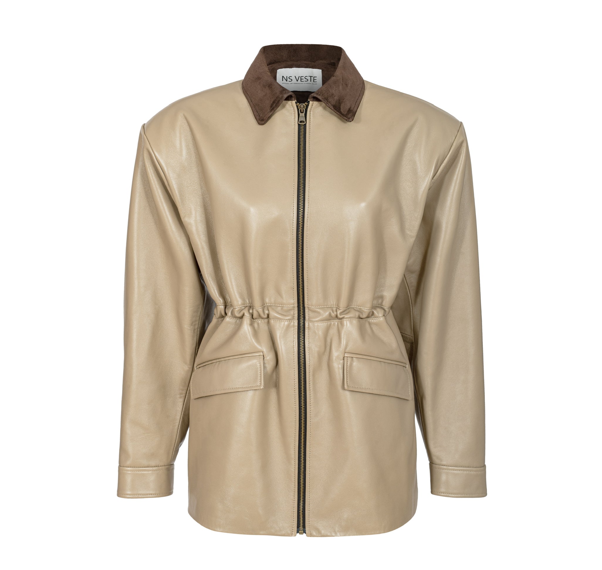 COURAGE fitted suede jacket in melted butter
