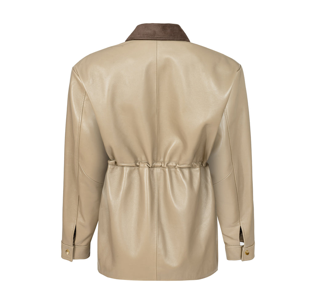 COURAGE fitted suede jacket in melted butter
