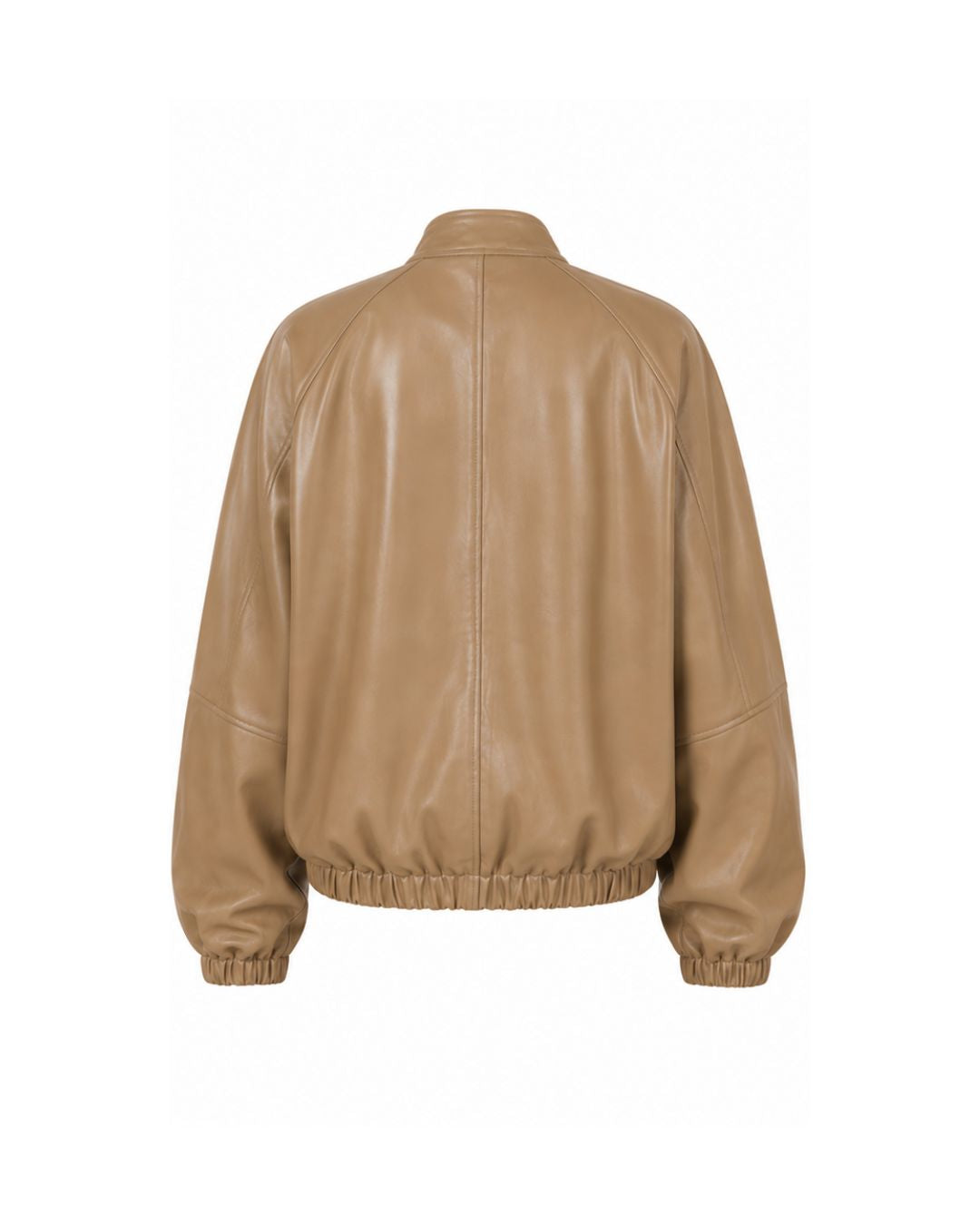 SEDUCTION oversized bomber jacket with collar in beige leather
