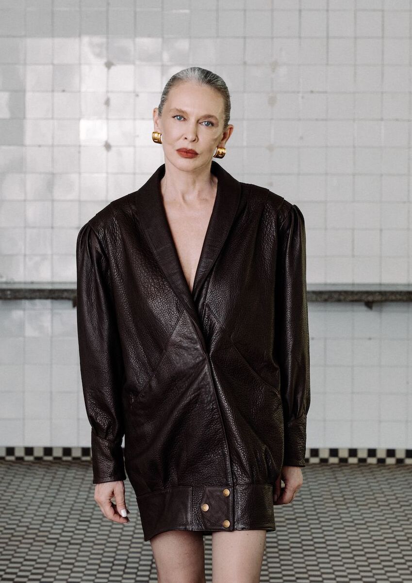 PASSION retro it girl jacket in chocolate texture leather