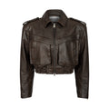 JOIE cropped bomber jacket in brown leather