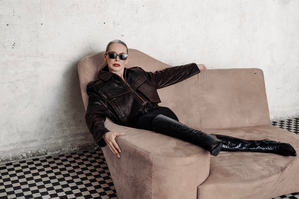 JOIE cropped bomber jacket in chocolate texture leather