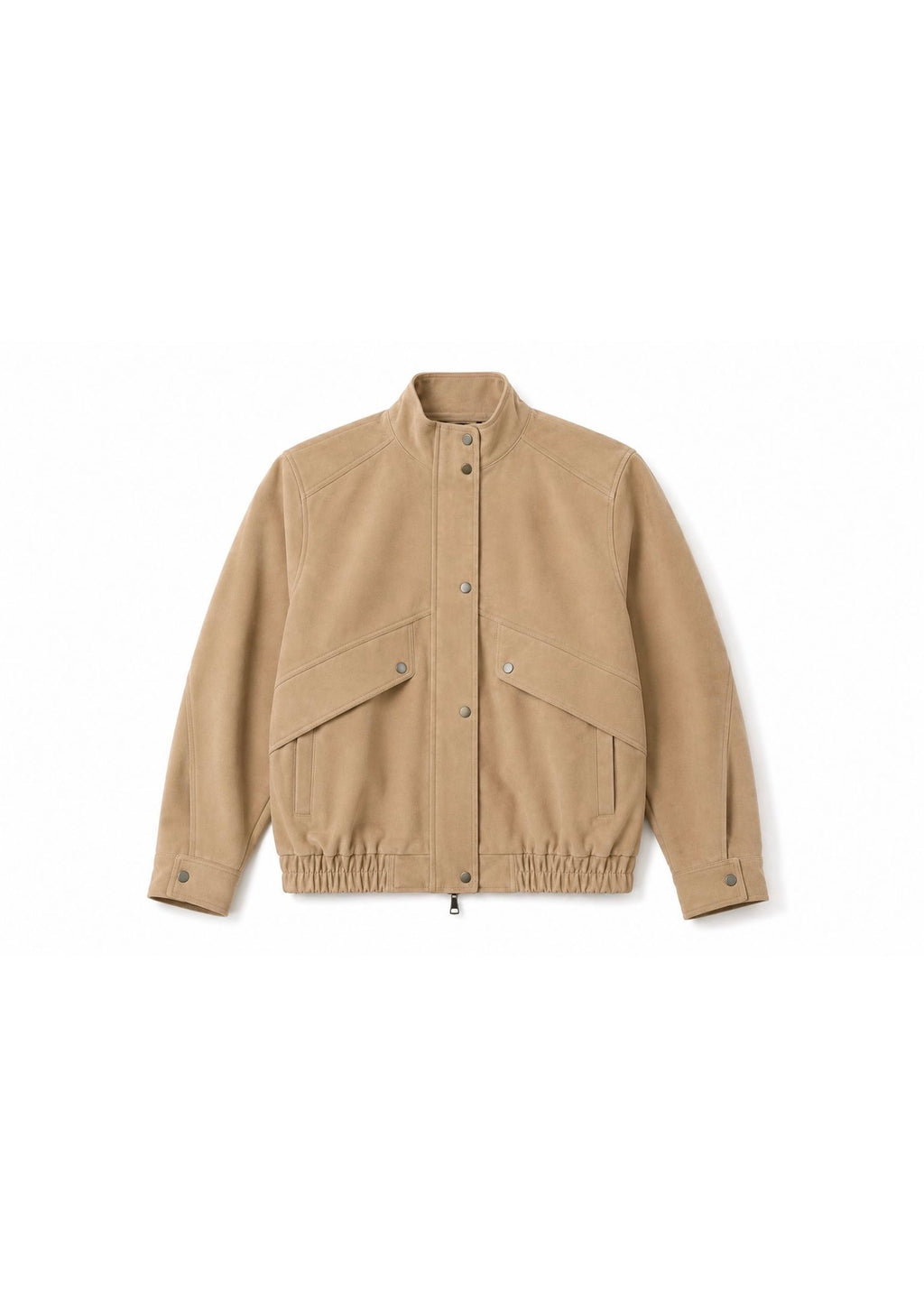 SURPRISE COULEUR SABLE bomber jacket with collar in beige suede