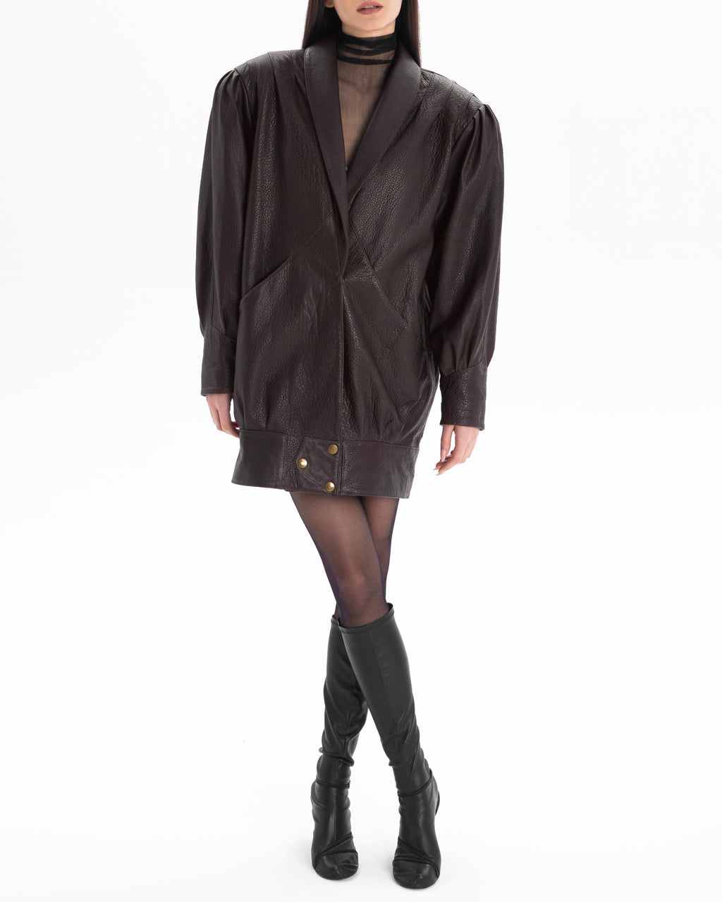 PASSION retro it girl jacket in chocolate texture leather