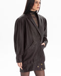 PASSION retro it girl jacket in chocolate texture leather