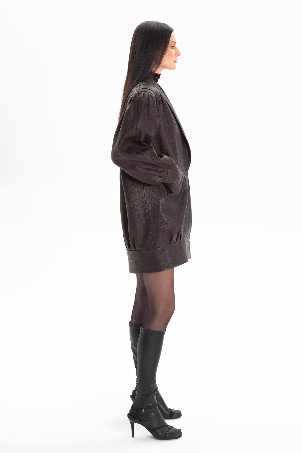 PASSION retro it girl jacket in chocolate texture leather