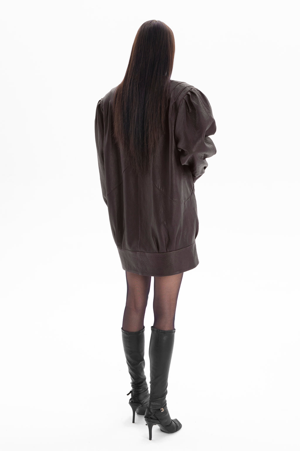 PASSION retro it girl jacket in chocolate texture leather