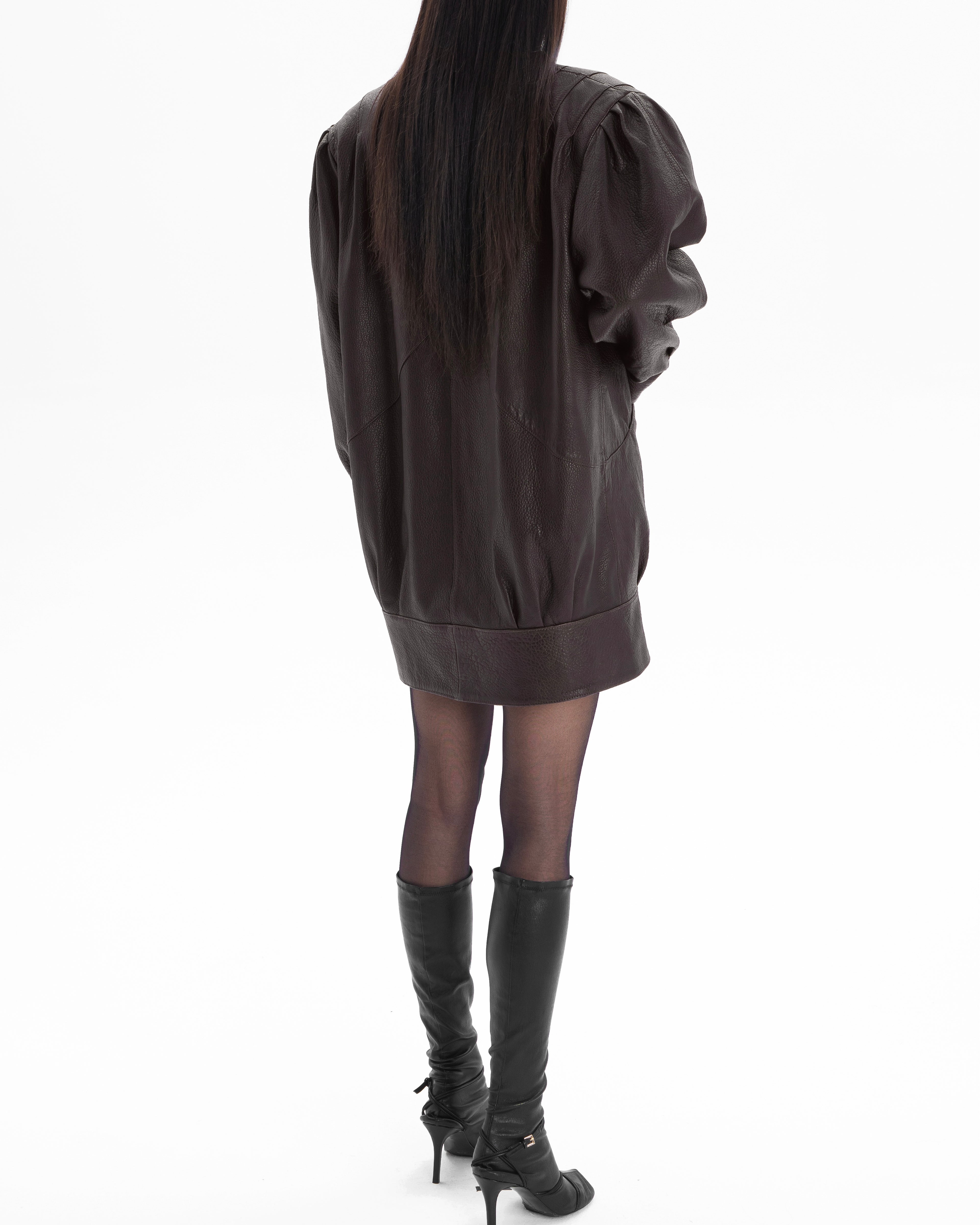 PASSION retro it girl jacket in chocolate texture leather