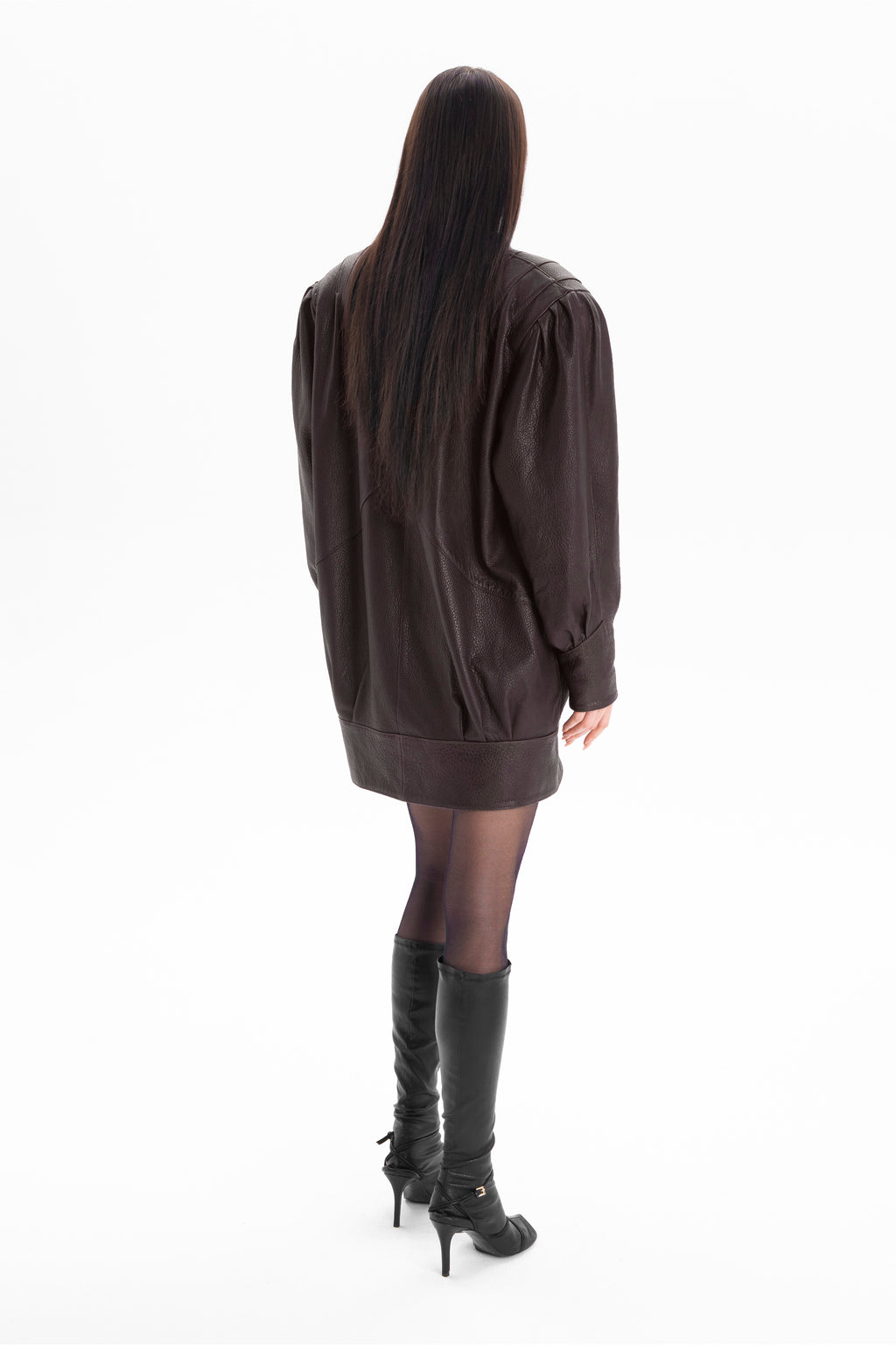 PASSION retro it girl jacket in chocolate texture leather