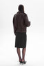LIBERTE retro waisted biker jacket in chocolate texture