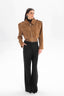 JOIE cropped bomber jacket in mocha mousse suede