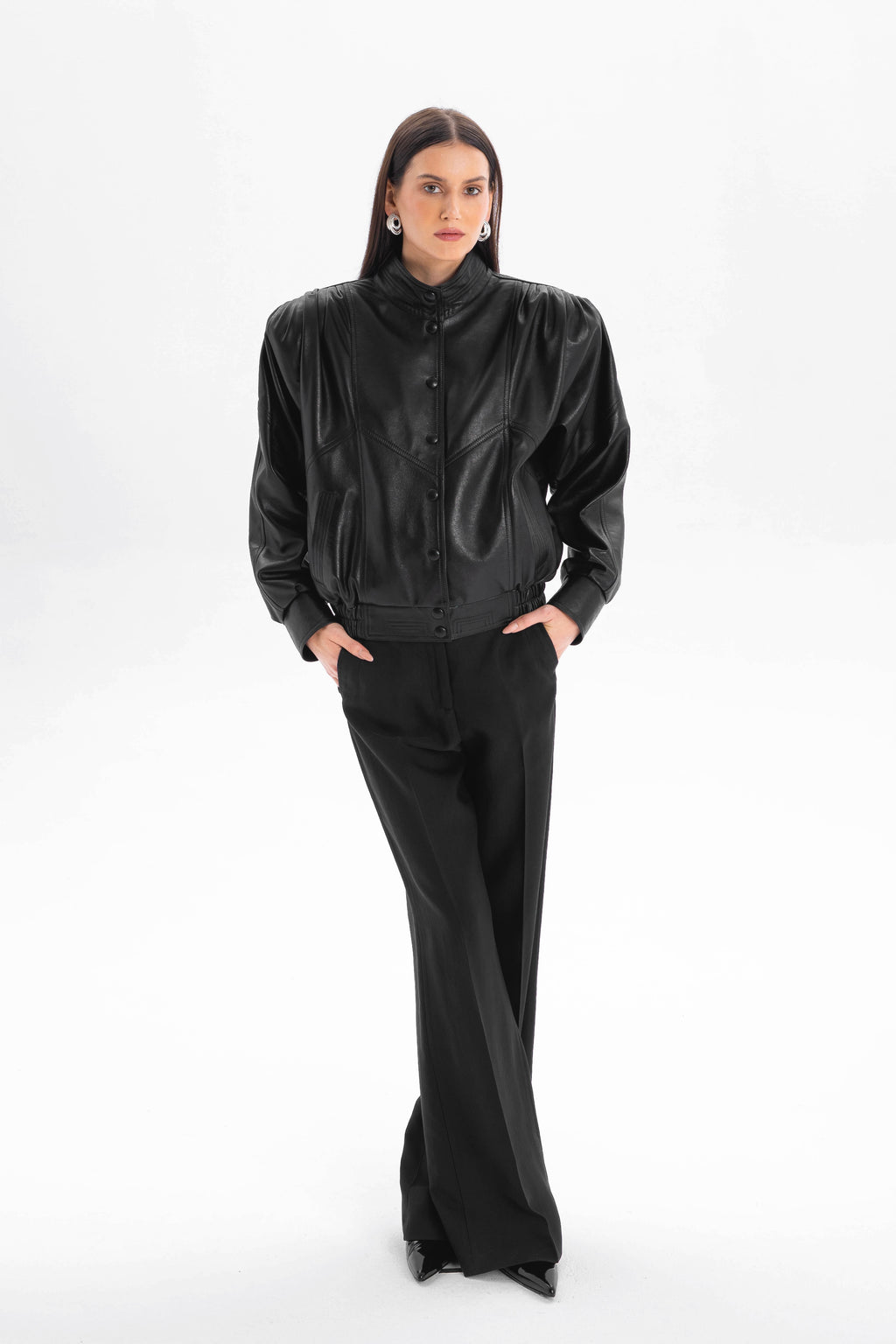 NOSTALGIE Retro It-Girl Jacke aus schwarzem Leder