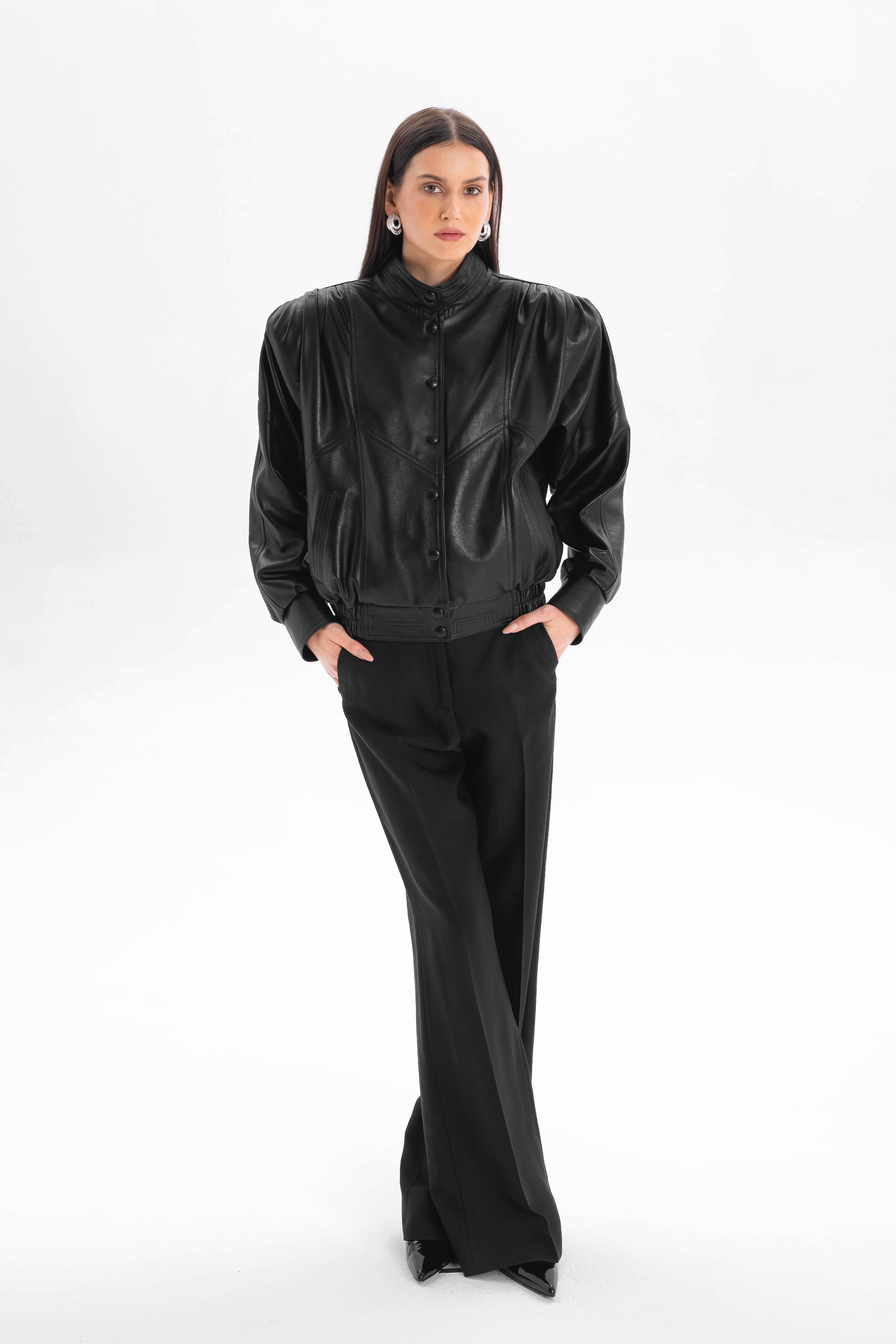 NOSTALGIE retro it girl jacket in black leather