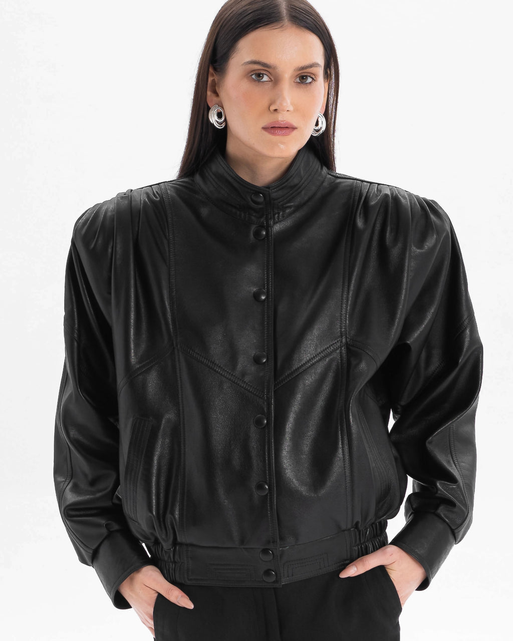 NOSTALGIE retro it girl jacket in black leather