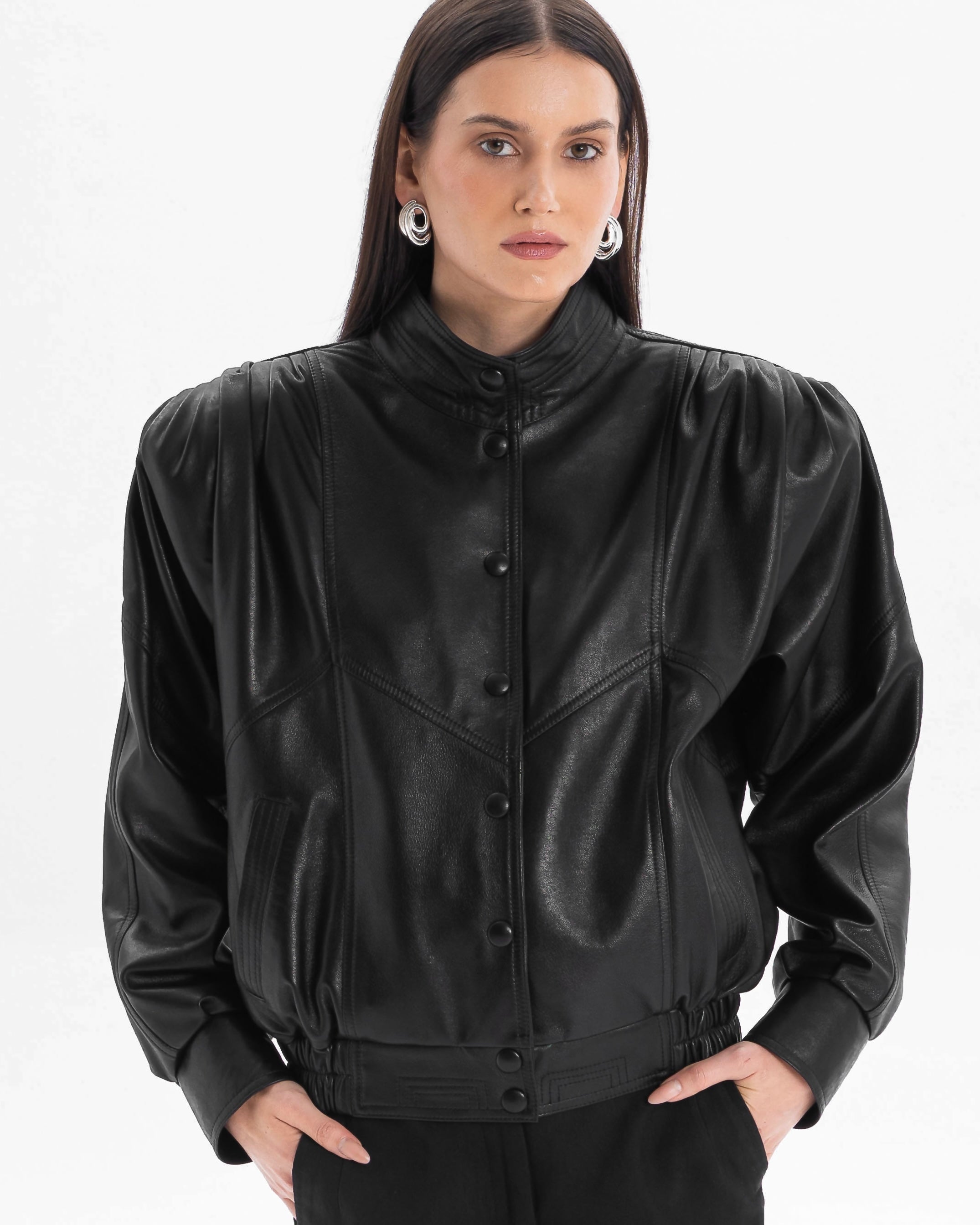 NOSTALGIE retro it girl jacket in black leather