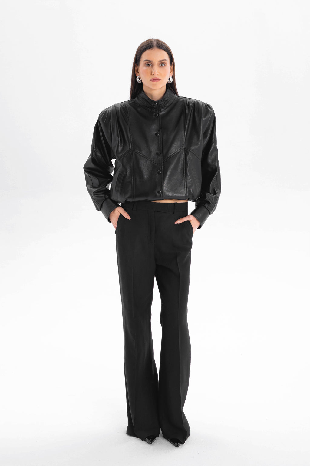 NOSTALGIE Retro It-Girl Jacke aus schwarzem Leder