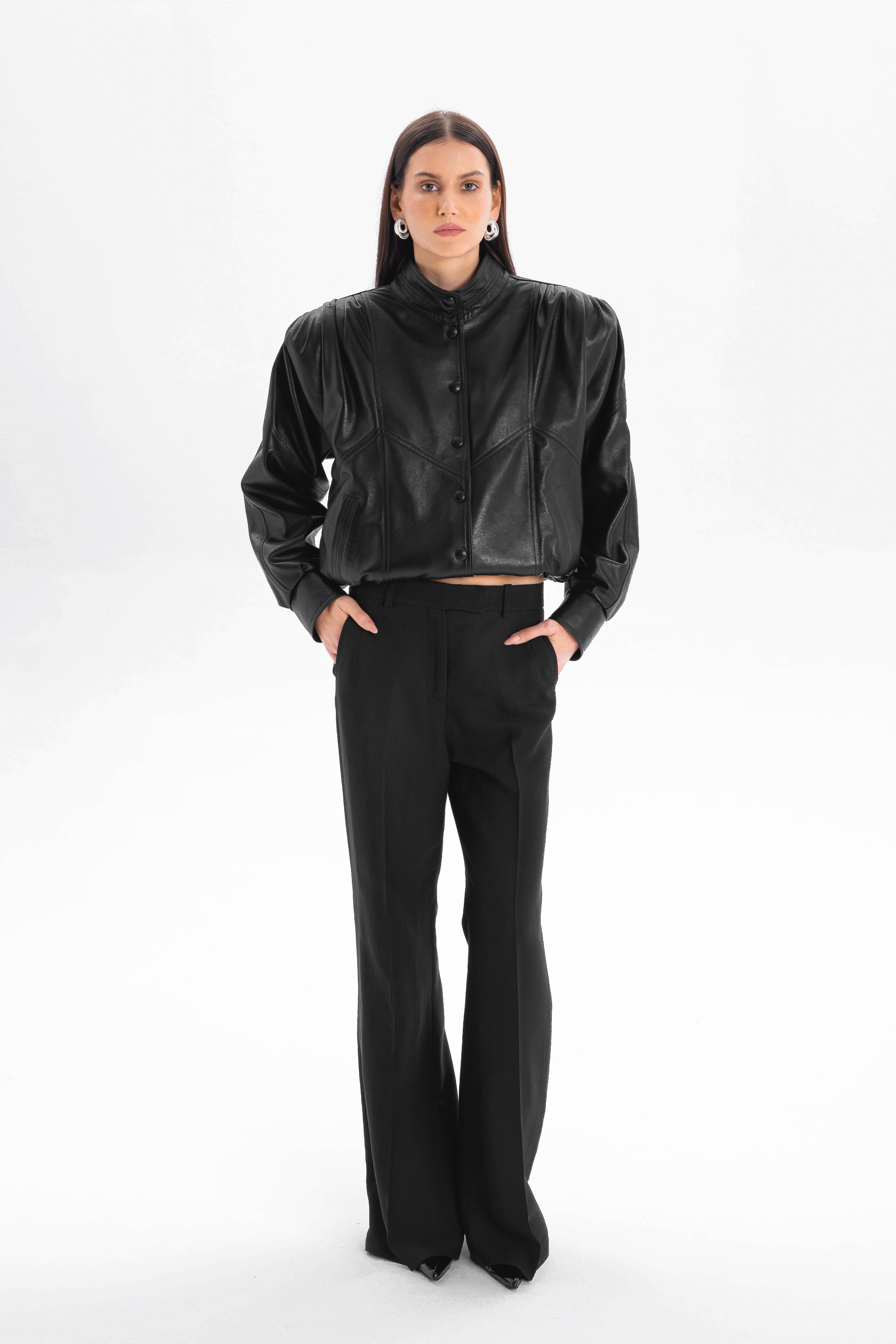 NOSTALGIE retro it girl jacket in black leather