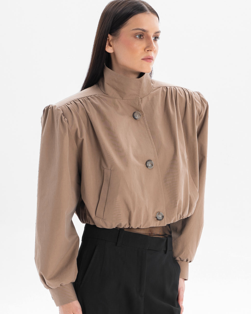 ENCHANTÉ cropped jacket in beige trench
