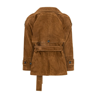 BONHEUR short belted suede jacket