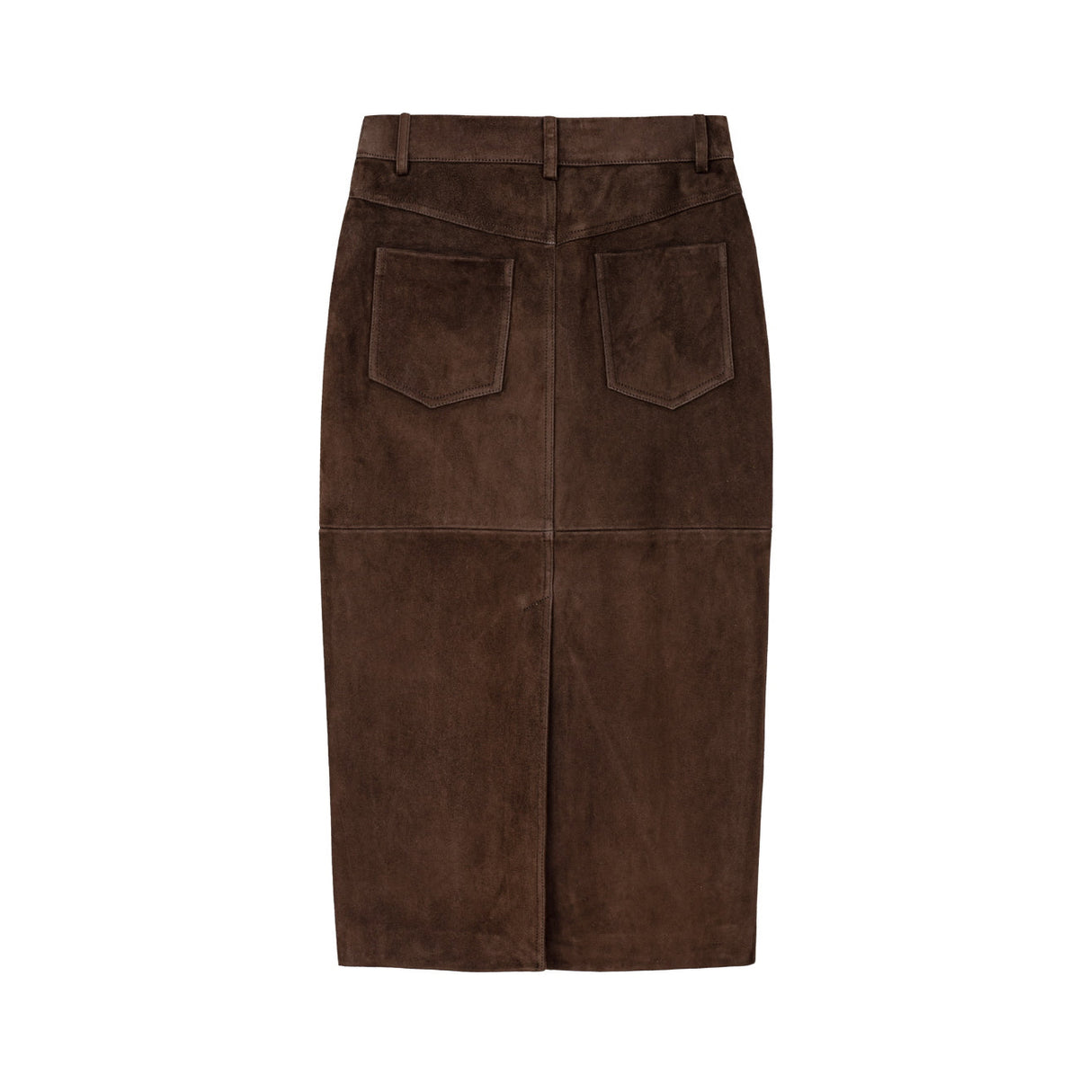 AMITIE midi suede skirt in chocolate brown