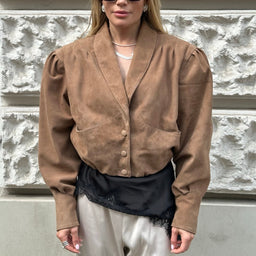 ENVIE retro it girl jacket in mocha mousse suede