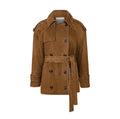 BONHEUR short belted jacket in caramel suede