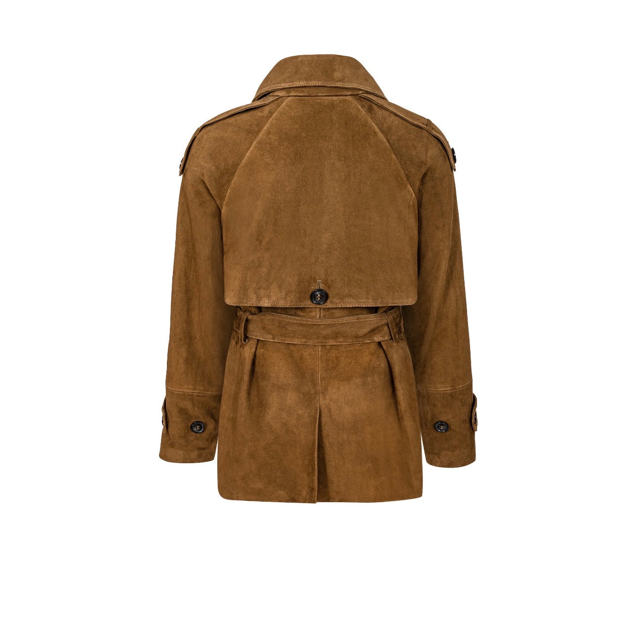 BONHEUR short belted jacket in caramel suede