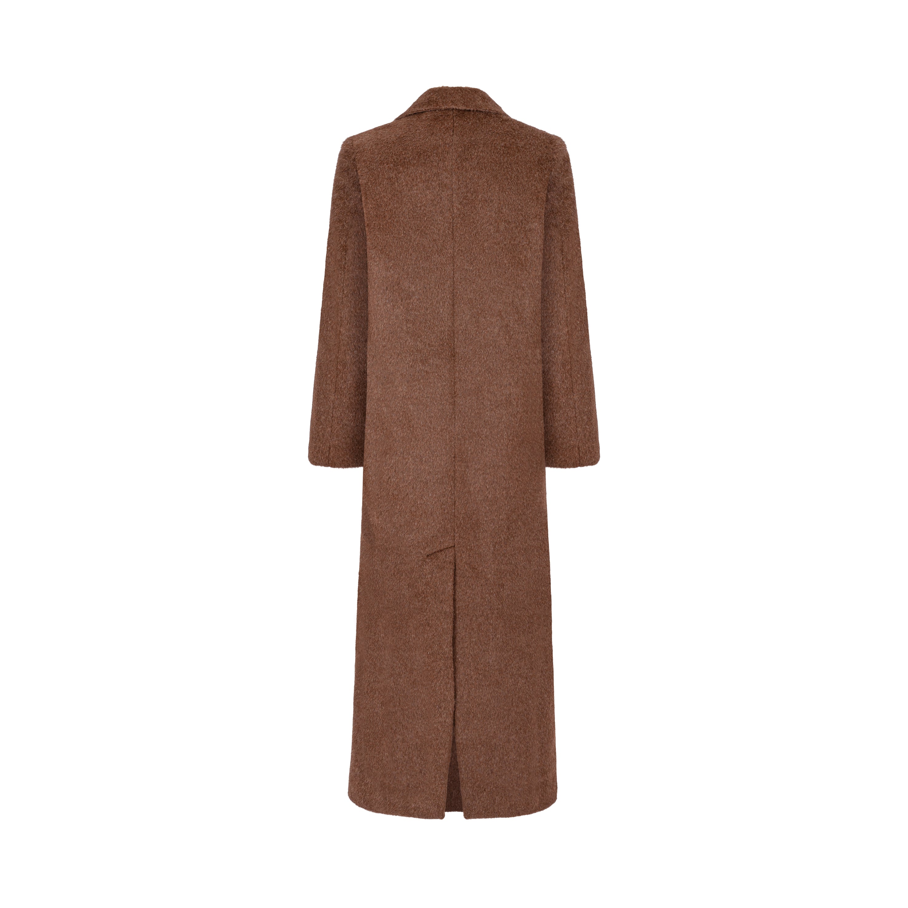 JALOUSIE straight coat in warm brown alpaca wool