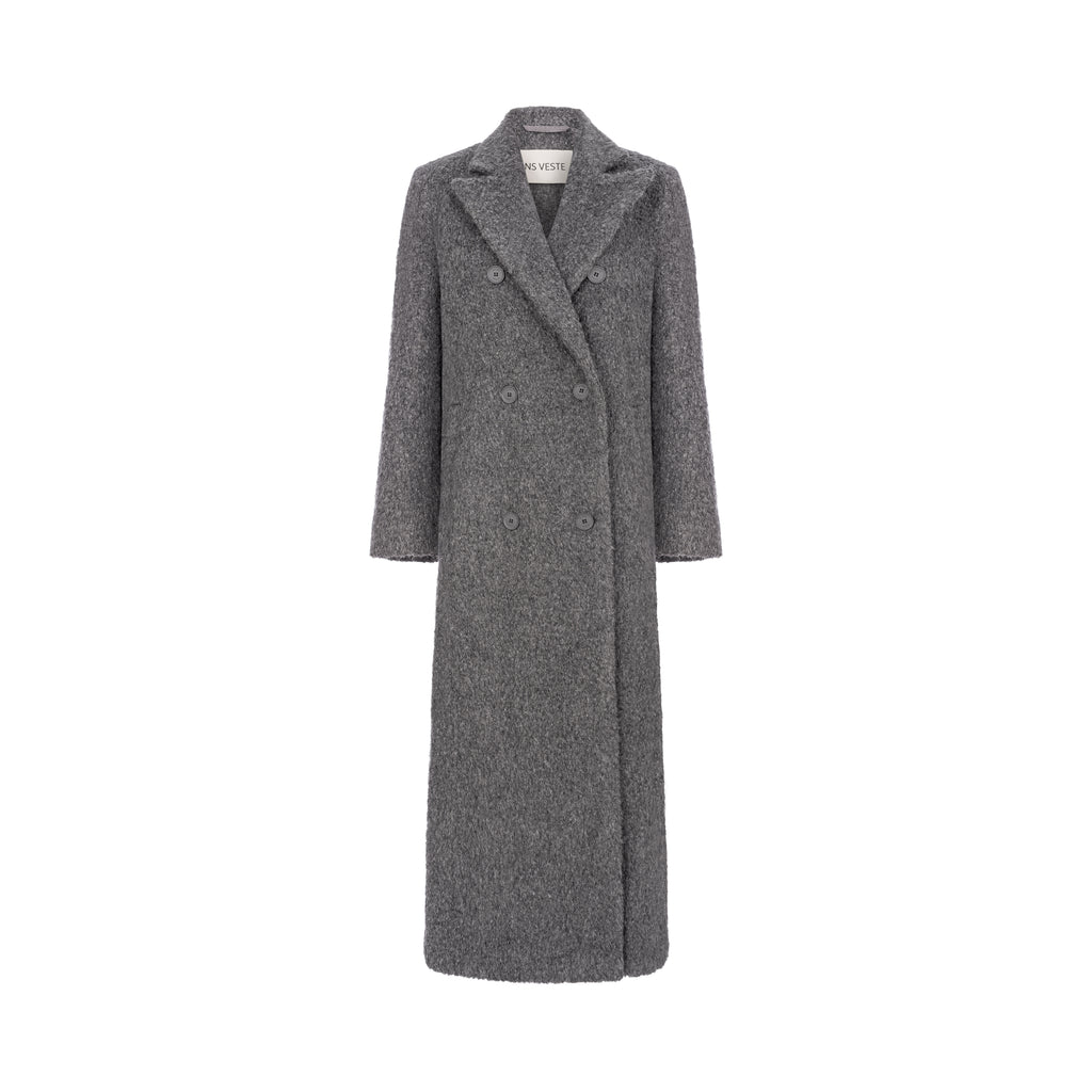 JALOUSIE straight coat in grey alpaca wool